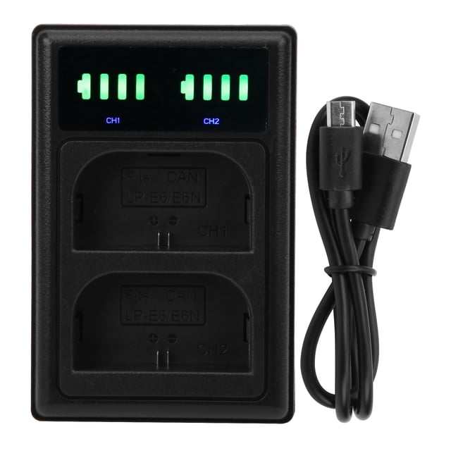 Camera Battery Charger Micro/TypeC Dual Port Camera Dual Display Dual Dock Charger For LPE6/E6N Camera Battery