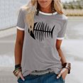 thumbnail image 2 of Pompotops T-shirt Mode Décontracté Imprimé Col Rond Manches Courtes Ample Blouse Pull, 2 of 4