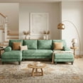 thumbnail image 5 of 112" U-Shaped Chenille Sectional Sofa with Double Chaise Loungers - Sectional Couches Modular Design for Living Rooms and Apartments - Green, 5 of 7