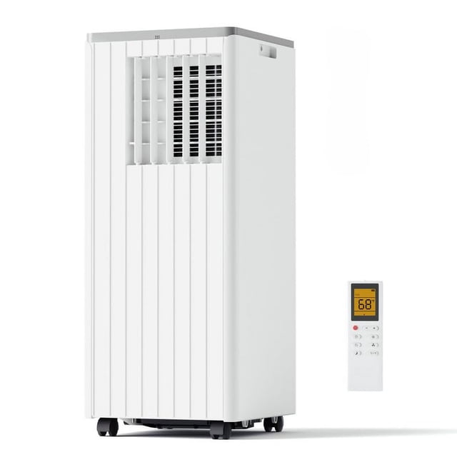 DENBIG - Aire acondicionado portátil para habitación de hasta 350 pies cuadrados, unidad de aire acondicionado de 8.000 BTU con deshumidificador y ventilador de refrigeración con 2 velocidades,