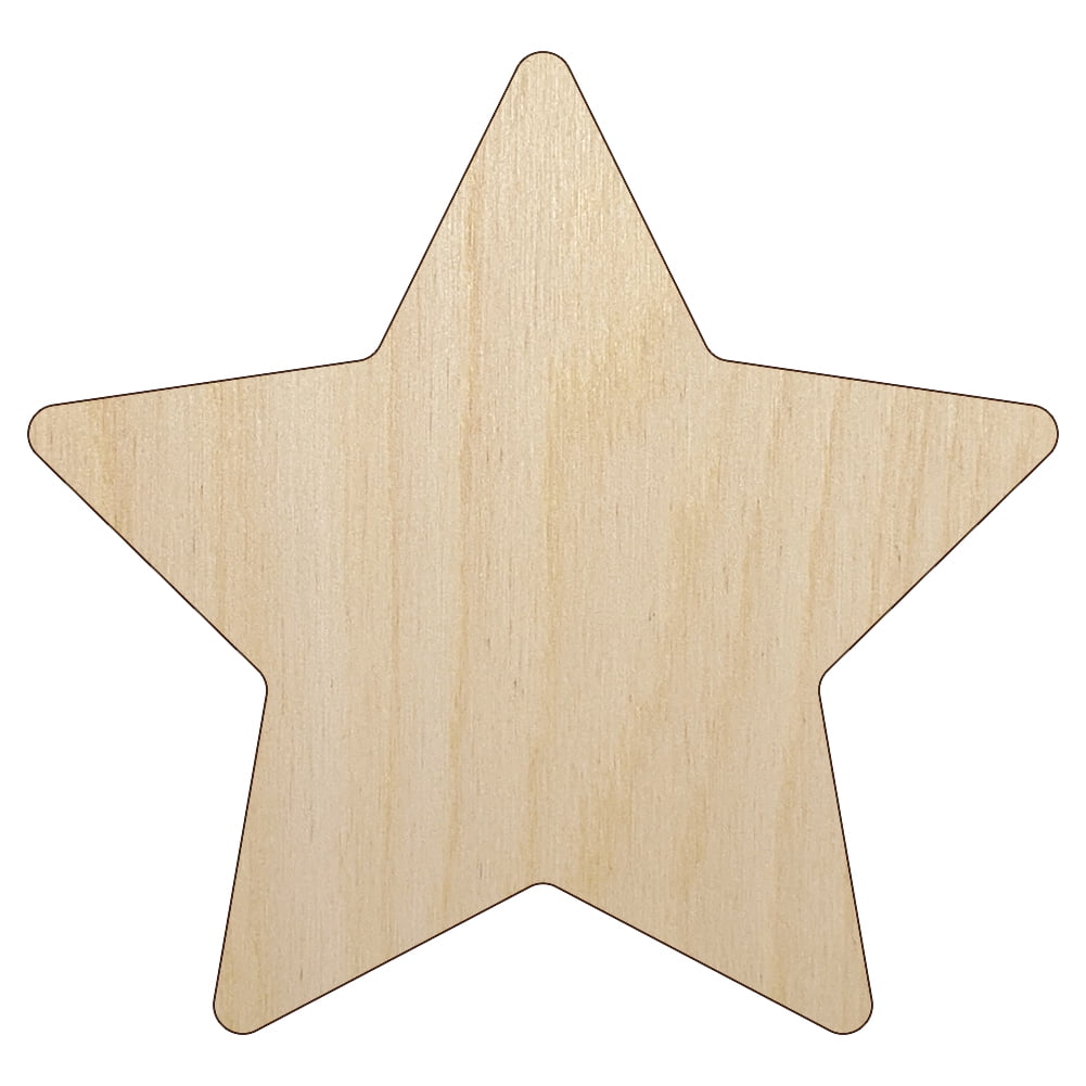 Set of 2 Unfinished Wooden Star Ornaments DIY Craft 4 Inches 