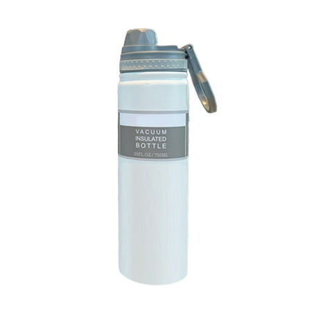 

Sports Water Bottle with Clip Easy to Clean Water Bottle for Picnic Sports Travel Business White 750Ml