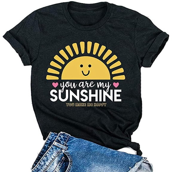 YourTops Women You are My Sunshine T-Shirt Sunshine Shirt (US M, 1-Black)