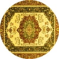 thumbnail image 1 of Ahgly Company Machine Washable Indoor Round Abstract Yellow Modern Area Rugs, 6' Round, 1 of 4