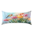 thumbnail image 3 of Haosy Satin Pillowcase for Hair and Skin Standard Cooling Silk Pillow Case with Envelope Closure Watercolor Bird Tulip 20"x26", 3 of 9
