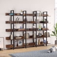 thumbnail image 3 of TribeSigns 5 Tiers Bookcase, 5-Shelf Industrial Style Etagere Bookcases and Book Shelves, Metal and Wood Free Vintage Bookshelf with Back Fence, 3 of 7