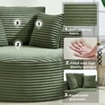 thumbnail image 4 of 55" Chaise Lounge Chair Indoor, Corduroy Upholstered Boneless Sofa Bed, Deep Seat Sleeper Sofa Reading Chairs, Fluffy Round Cloud Couch, No Assembly Required, Green, 4 of 8