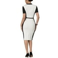 thumbnail image 3 of INSPIRE CHIC Robe Fourreau pour Femme à Couleurs Contrastantes, Robe Crayon de Bureau, Blanc, TG, 3 of 5