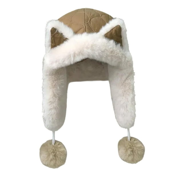 Gorro de cazador con orejas de animal para mujer, protección auditiva para pesca, escalada, camping y ciclismo. Café