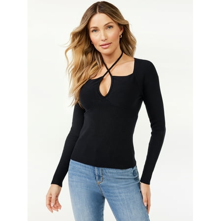 Sofia Jeans by Sofia Vergara Women's Ribbed Cut Out Top