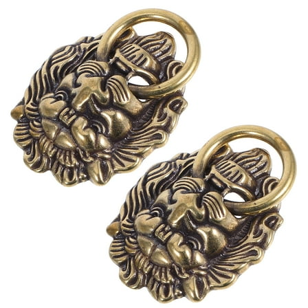 MERRYHAPY 2-Pack Antique Brass Lion Door for Wardrobe Cabinets Decorative Hardware