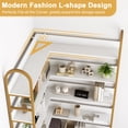thumbnail image 6 of Casendy 5 Tiers Tall Corner Bookshelf, L Shaped Bookshelves and Bookcases Etagere Bookcase Display Storage Shelves for Living Room, Gold, 6 of 9