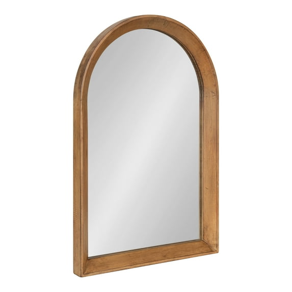 Kate and Laurel Hartman Farmhouse Arched Wall Mirror, 20 x 30, Natural Wood, Decorative Modern Wall Accent with Arch Shape
