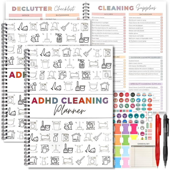 Adhd Cleaning Planner, Cleaning Schedule and Checklist Organizer, Daily Weekly Monthly Household Cleaning Planner for Adults Women, Chore Chart Notebook, Family Cleaning Tasks, DIY Home Improvement