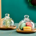 thumbnail image 6 of Small Dessert Plate Dessert Cup Mousse Tray Cake Plate Wooden Glass Cover Dessert Plate Glass Domed Serving Plate for Confectionery and Baked Goods, 6 of 7