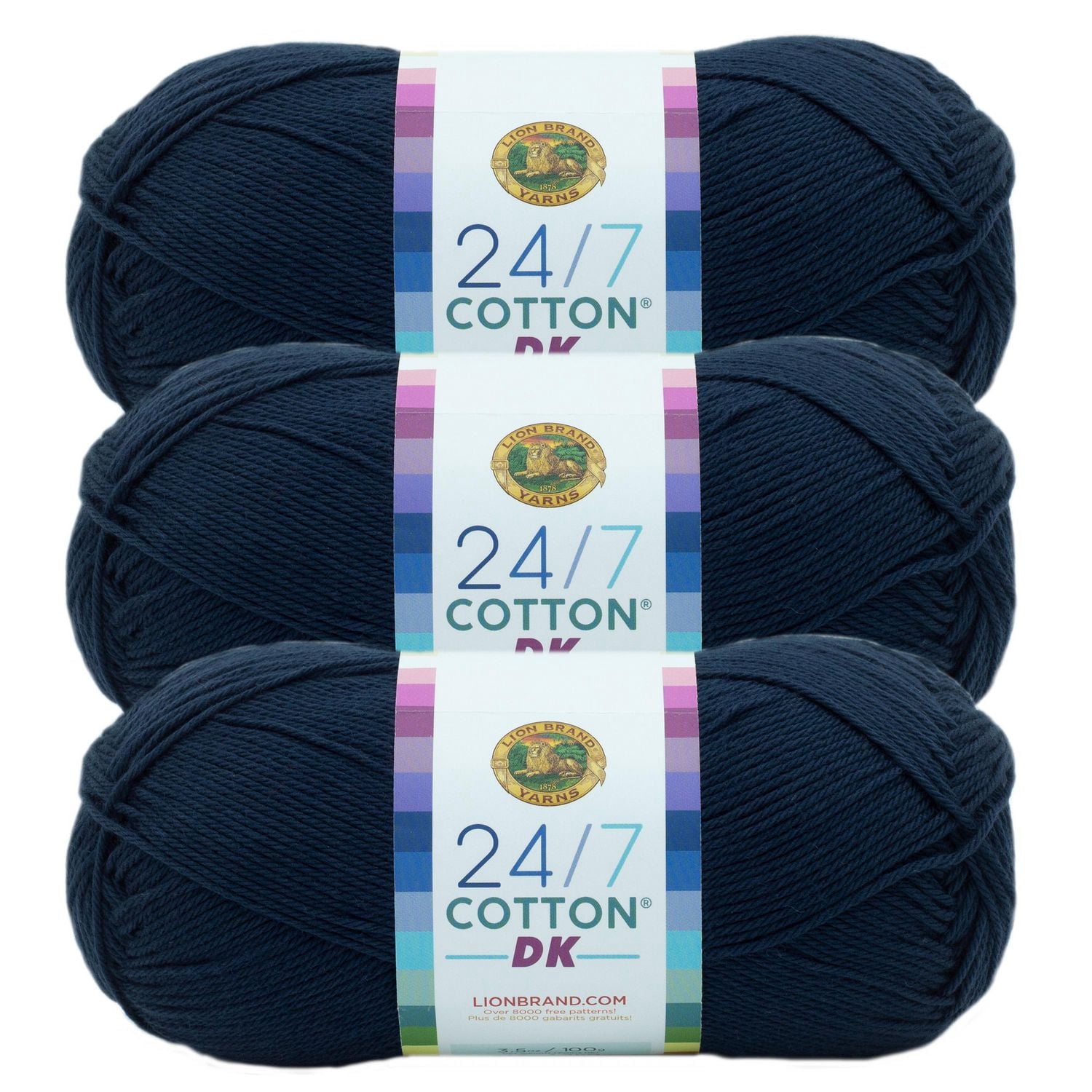 Fil Lion Brand 24/7 Cotton® DK #3 Light/DK 100g/273m 3-Paquet