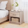 thumbnail image 2 of Costway Modern Nightstand Bedside Table with Drawer Open Storage Shelf for Small Spaces Natural, 2 of 10