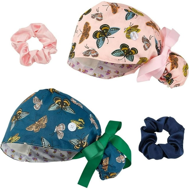 Pack de 2 gorros quirúrgicos ajustables y transpirables para enfermería, profesionales sanitarios y salones de belleza.
