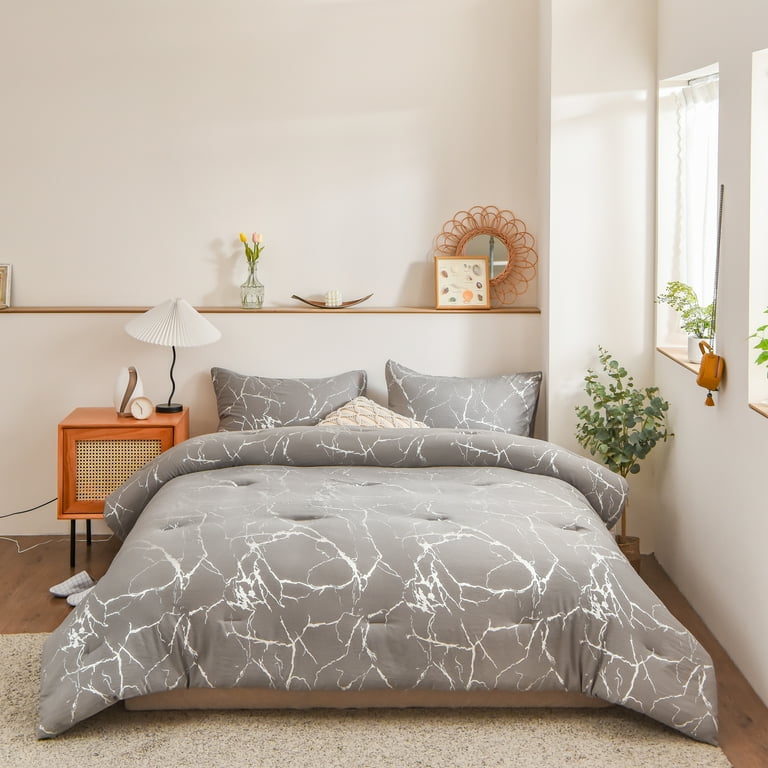 Queen marble sale comforter set