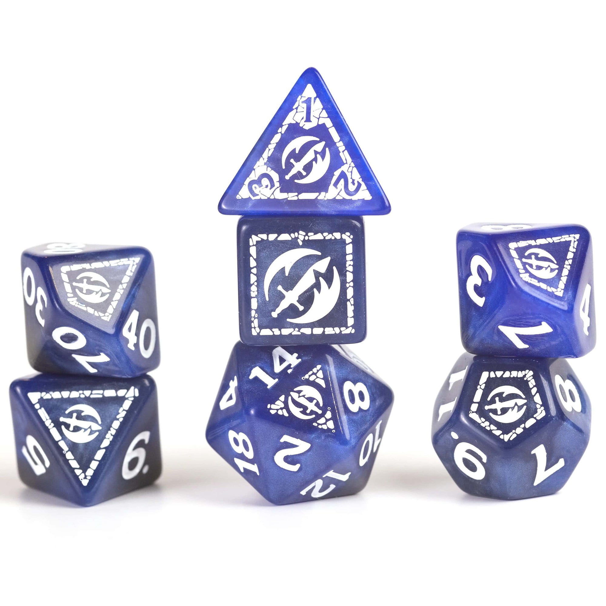 Dungeons & Dragons: D&D Adventure Dice: Fighter - Blue - 17pc RPG Die Set, Class Symbols, Roleplaying Game Accessory, Sirius Dice, Officially Licensed