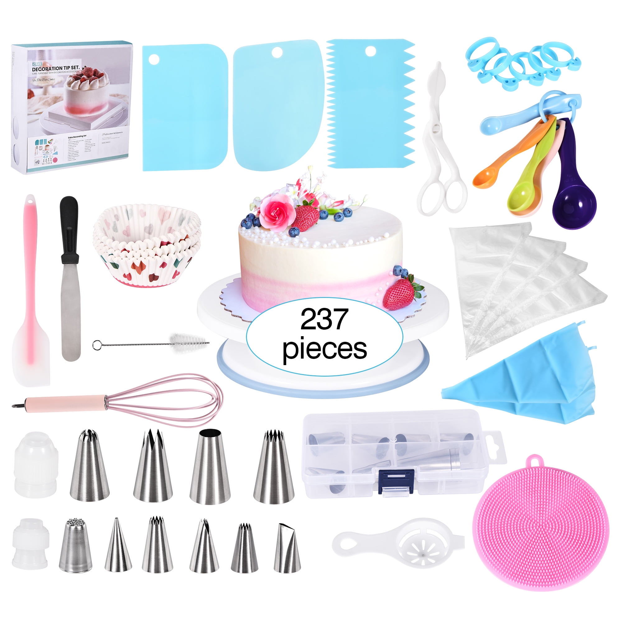 Cake Decorating Supplies Kit Tools 356pcs, Nifogo Baking Accessories with  Cake Turntable, Pastry Piping Bag, Piping Icing Tips for Beginners or  Professional (Blue))