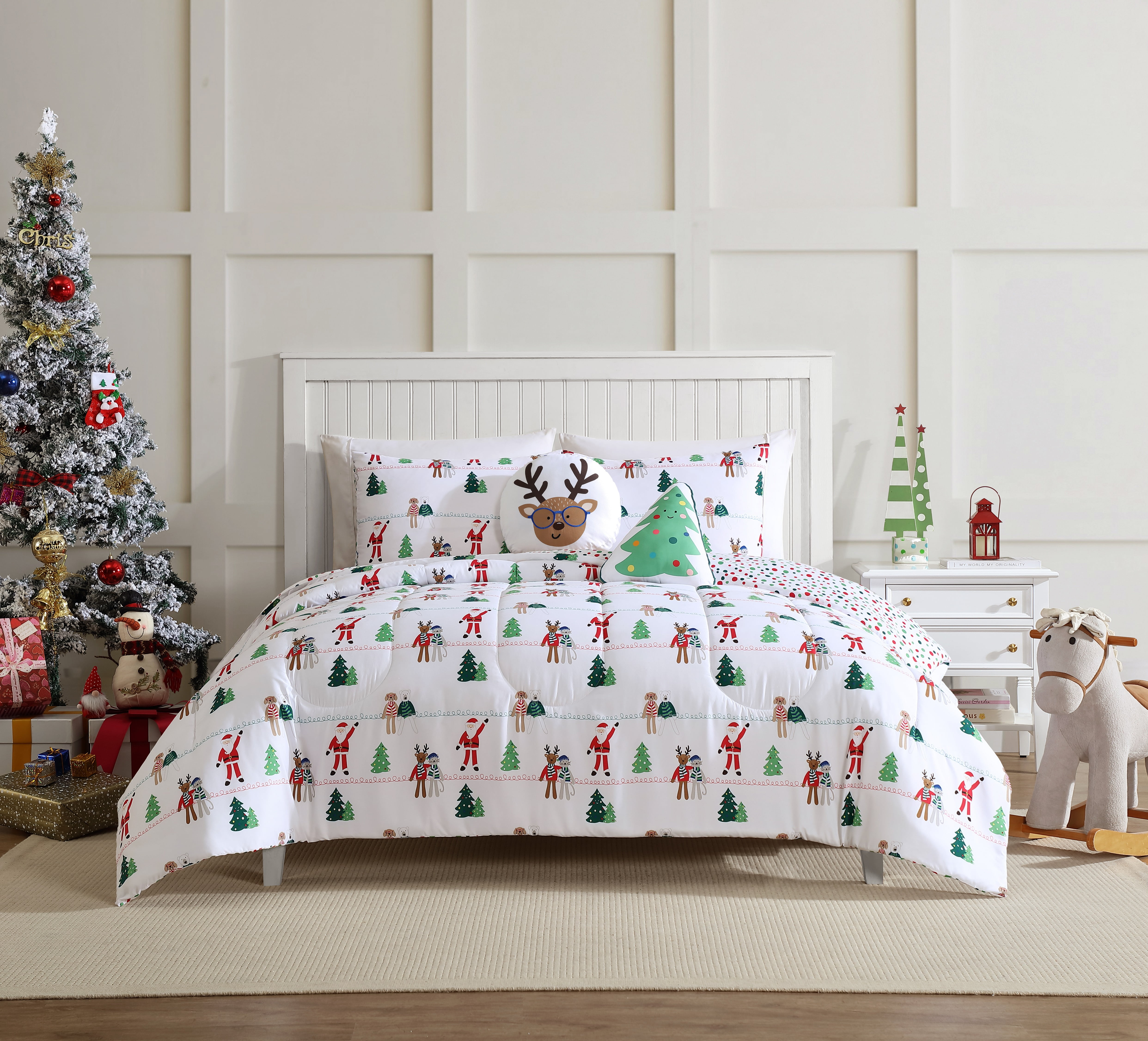 Holiday Time 5 pieces Comforter Set, Full/Queen Bedding Set Tinsel TownKids