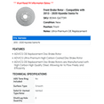 thumbnail image 2 of Front Brake Rotor - Compatible with 2013 - 2020 Hyundai Santa Fe 2014 2015 2016 2017 2018 2019, 2 of 2