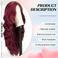 thumbnail image 3 of Stylish 26-Inch Black Wig - Middle Part Curly Wavy Wig, Heat-Resistant Synthetic, Lightweight, Natural Looking, Cosplay, Daily Use, Women's Fashion, Holiday, Christmas, Thanksgiving, Adjustable Fit, 3 of 9