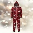 thumbnail image 2 of Hwmodou Matching Christmas Pajamas For Family Cozy Homewear Snowflake Reindeer Print Hooded Loungewear Holiday Santa Claus Sleepwear Xmas Pjs Set For Couples And Kids, 2 of 7