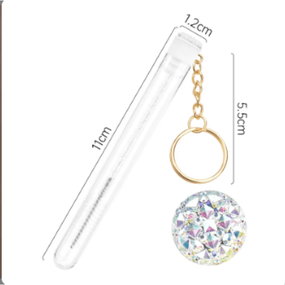 Mini Lash Brush Tube Keychain with Spoolie Wand, Decorative Mascara Brush Holder - Clear