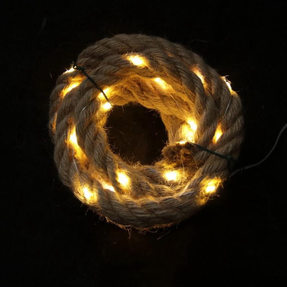 QHUDLV Natural Rope Solar String Lights, Outdoor Waterproof Fairy Lights, Brown Rope Lights for Arbors Columns Trees Fences
