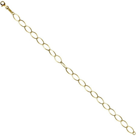 Simply Gold Hollow Oval Link Chain 10kt Yellow Gold Charm Bracelet, 7.5"