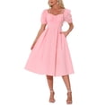 thumbnail image 1 of Vestido Vintage de Gingham para Mujeres Inspire Chic con Tirantes Espagueti, Off Shoulder, Vestido de Cuadros, Rosa, XS, 1 of 5