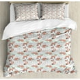 thumbnail image 1 of Fox Duvet Cover Set King Size, Woodland Forest Wildlife Theme with Foxes on Polka Dot Background, Decorative 3 Piece Bedding Set with 2 Pillow Shams, Salmon Mint Green and Pale Grey, by Ambesonne, 1 of 3