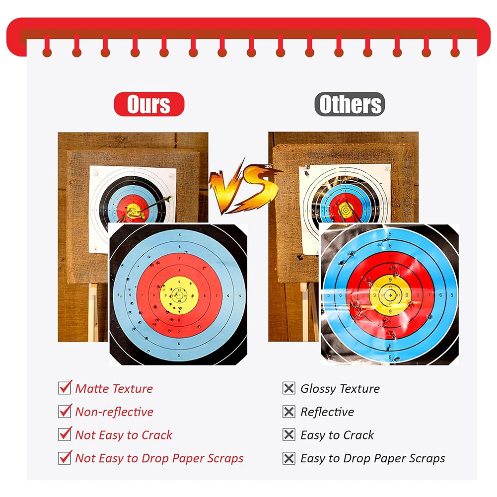 Archery Targets Paper, 50Pcs Bow and -Targets for Hunting Backyard, Archery Target Practice Accessories 10 Rings