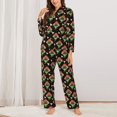 thumbnail image 2 of Salouo Frogs In Mushroom Hats Pattern Women's Pajamas Set Long Sleeve Button Down Sleepwear Soft Pj Lounge Sets for women 2 Piece Pjs Set with Long Pants-Small, 2 of 7
