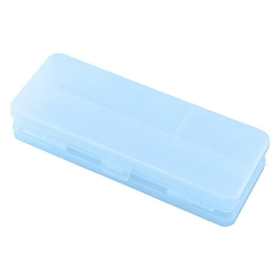 Loyerfyivos Large Capacity Pencil Box Plastic Pencil Case Plastic Stationery Case with Hinged Lid and Snap Rectangle Storage Case Containers Box for Nail Accessories, Crafts, Screws (Blue)