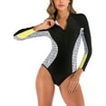 thumbnail image 3 of Charmo Women's One Piece Rashguard Swimsuit Long Sleeve Front Zip Rash Guard, 3 of 6