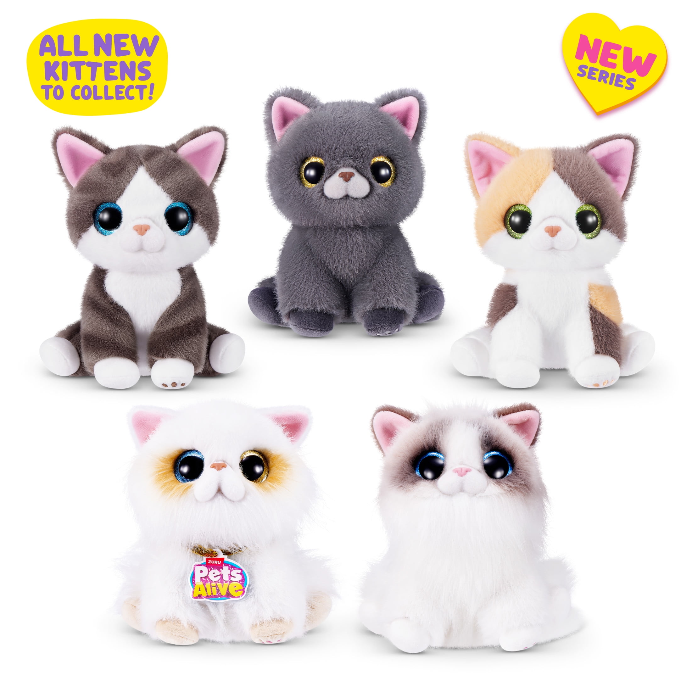 Pets Alive Smitten Kittens Series 2 Cat Interactive Plush Toy, Collectible by ZURU (Colours may vary)
