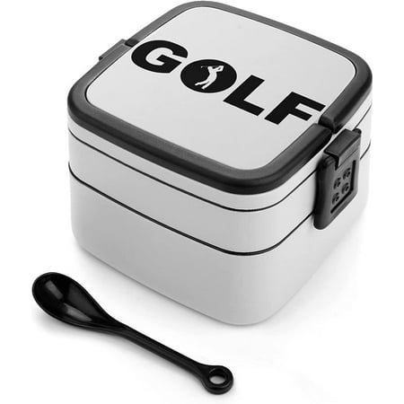 

Play Golf Print All In One Double Layer Bento Box for Adults/Children Lunch Box Kit Meal Prep Containers