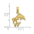 thumbnail image 3 of Auriga 14k Yellow Gold Polished 2-D Mini Double Dolphins Charm for Women, 3 of 6