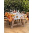 thumbnail image 2 of Outdoor Tablecloth with Umbrella Hole and Zipper, Fall Pumpkin Rectangle Table Cloth 60x120 Inch Waterproof Tablecloth, Orange Red Thanksgiving White Wood Grain Picnic Table Cover for Patio Camping, 2 of 7