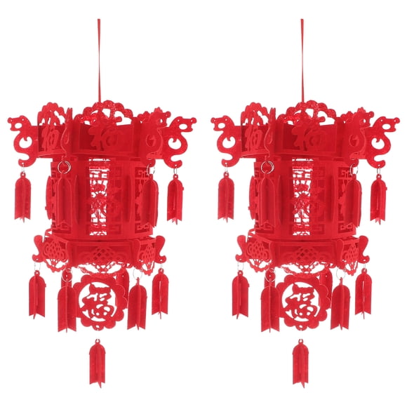 2 faroles decorativos de estilo chino no tejido para el Festival de Primavera, color rojo