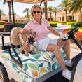 thumbnail image 3 of Golf Cart Seat Covers for 2 Seater, Colorful Leaf Soft Microfiber Cart Seat Towel Blanket, Summer Pastoral Spring Botanical Absorbent Breathable Non Slip Bench Seats Protector for Golf Course 51"x31", 3 of 9