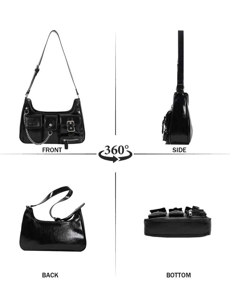 Fashion Black Goth Purse for Women Multi-Pockets Biker Y2k Punk