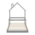 thumbnail image 6 of SYNGAR Twin Size Bed Frame with House-Shape Headboard, Wooden Bed Frame Twin with Guardrail for Kis and Adults, Modern Bed Frame Twin Size with 7 Wood Slat,No Box Spring Needed, Gray, 6 of 13