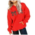 thumbnail image 2 of Weebloom Hoodies for Teen Girls Casual Print Bow Round Neck Long Sleeve Cropped Fitted Girls Sweatshirt Hoodie 7-8 Years Red, 2 of 3