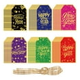 thumbnail image 2 of BAOPAI 60 Pieces Gold Foil Printed Gift Tags With String 3.5x2.1 Inches Multicolor Paper Hanging Labels For New Year Party Favors Return Gifts, 2 of 6