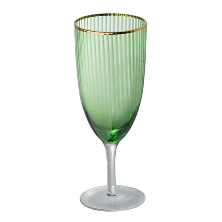 Set Of 2 Green Goblet, Gold Rim D3x8