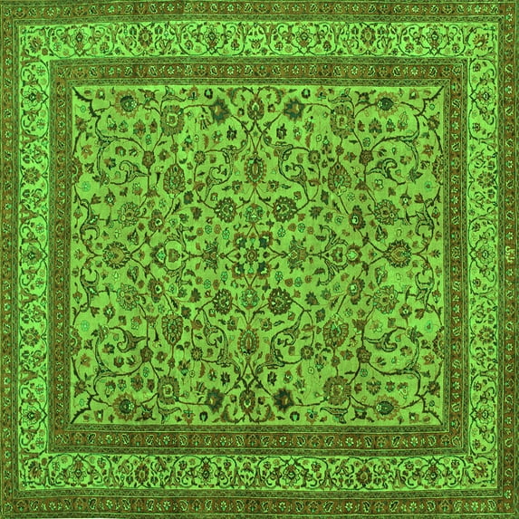 Ahgly Company Indoor Square Persian Green Traditional Area Rugs, 4' Square